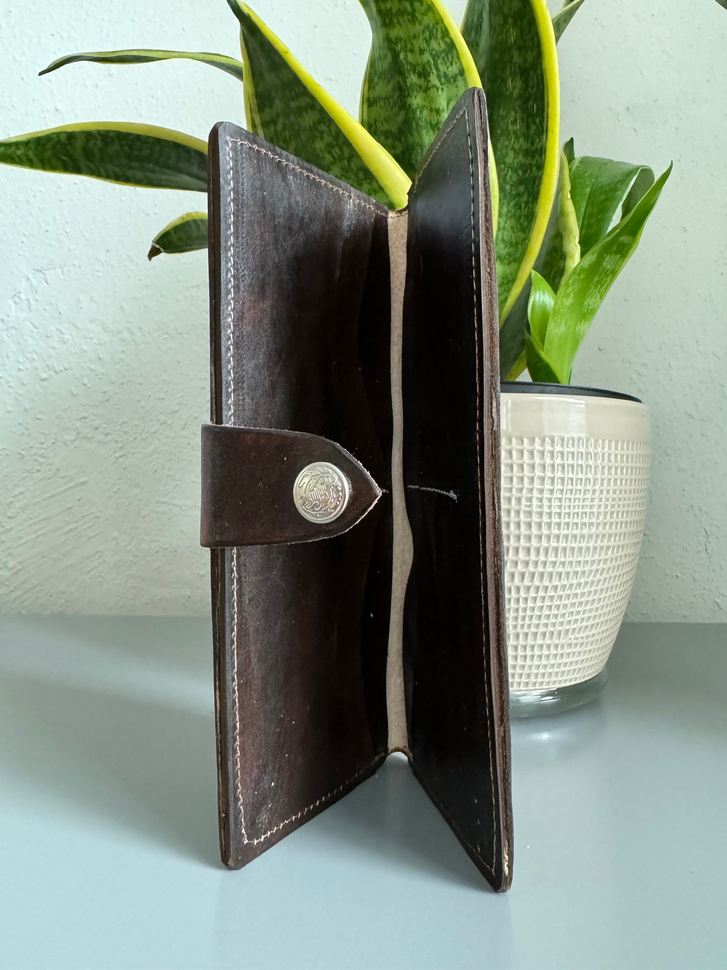 Hand Tooled Leather Wallet, Genuine Handmade Artisan Leather Sunflower and Monarch Butterfly Wallet, Mexican Moderno De Piel