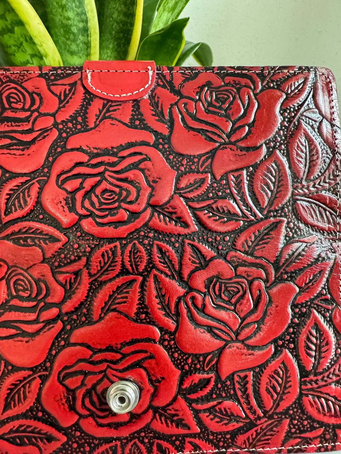 Hand Tooled Leather Rose Wallet, Artisan Bi-Fold, Mexican Leather