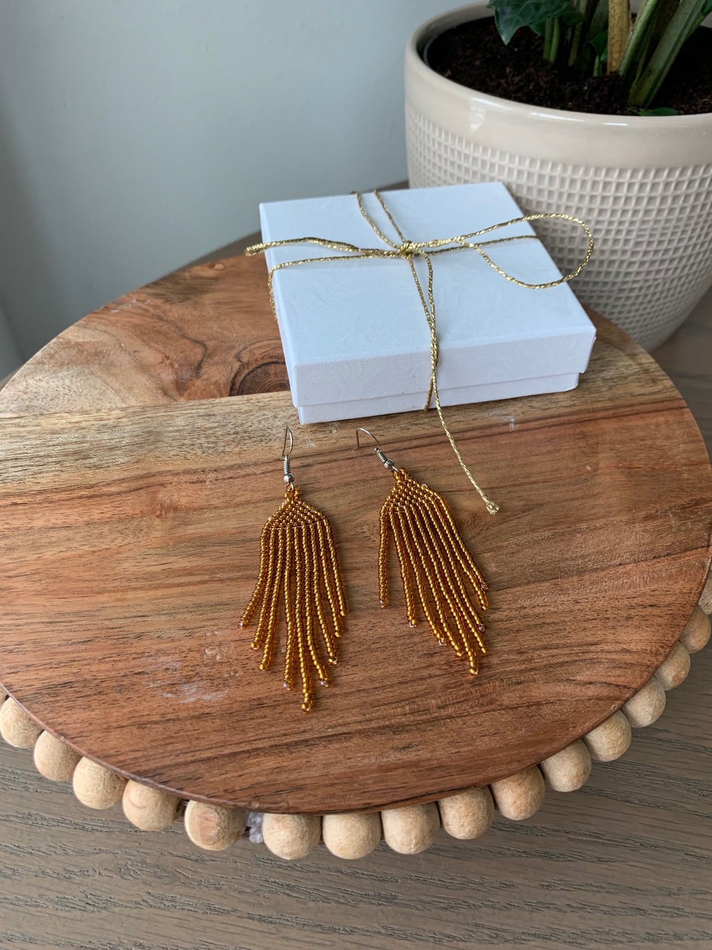 Gold Bohemian Beaded Earrings