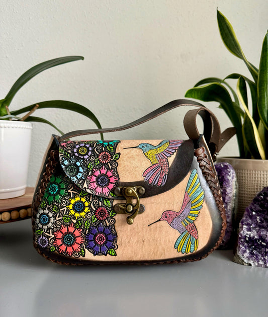 Hummingbird Mexican Leather Purse