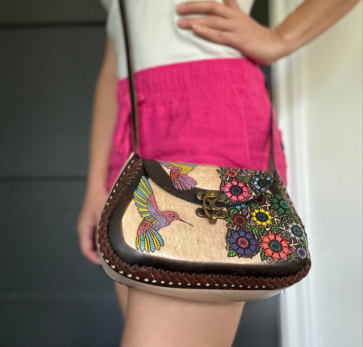 Hummingbird Mexican Leather Purse