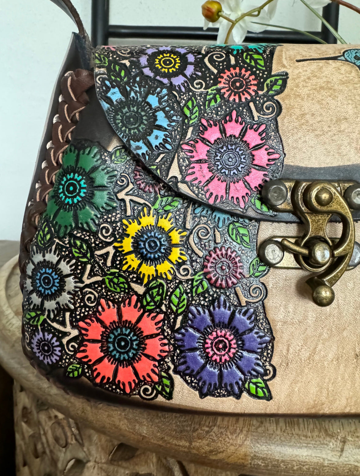 Hummingbird Mexican Leather Purse