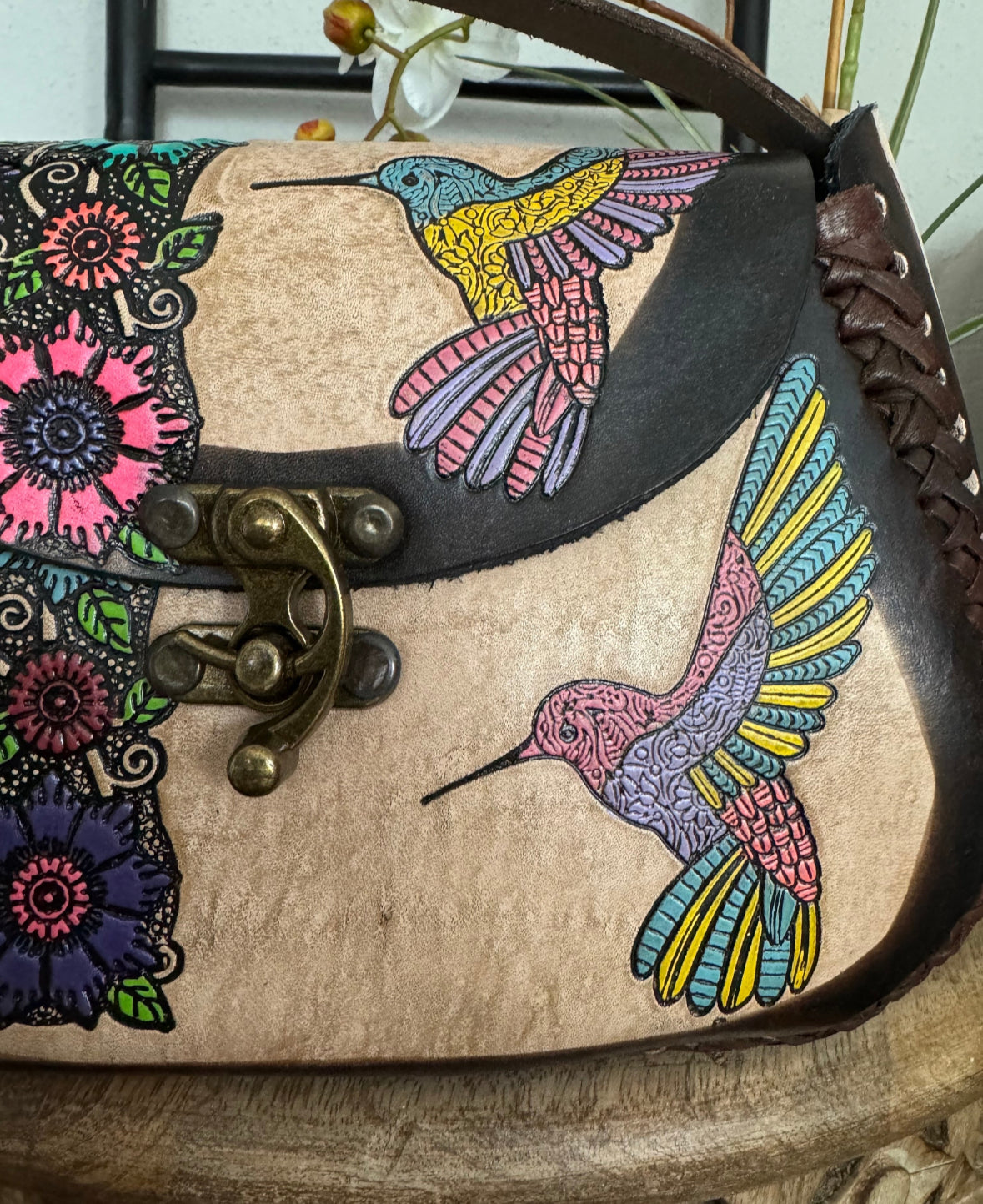 Hummingbird Mexican Leather Purse