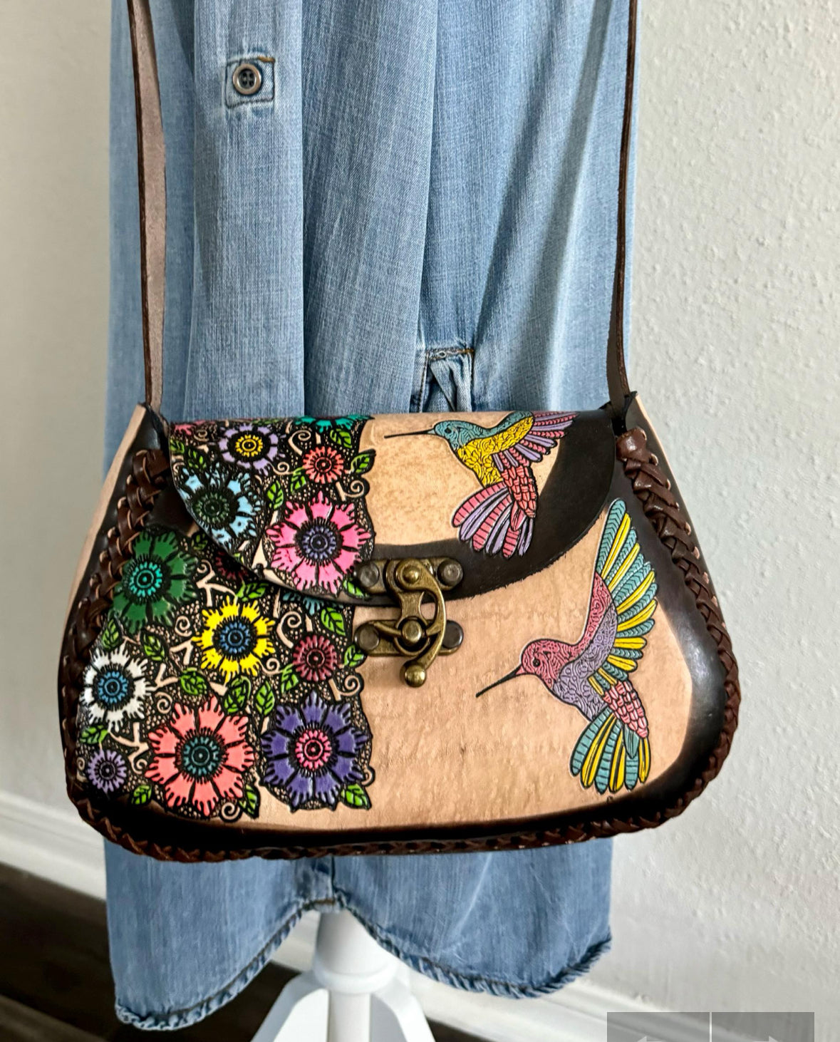 Hummingbird Mexican Leather Purse