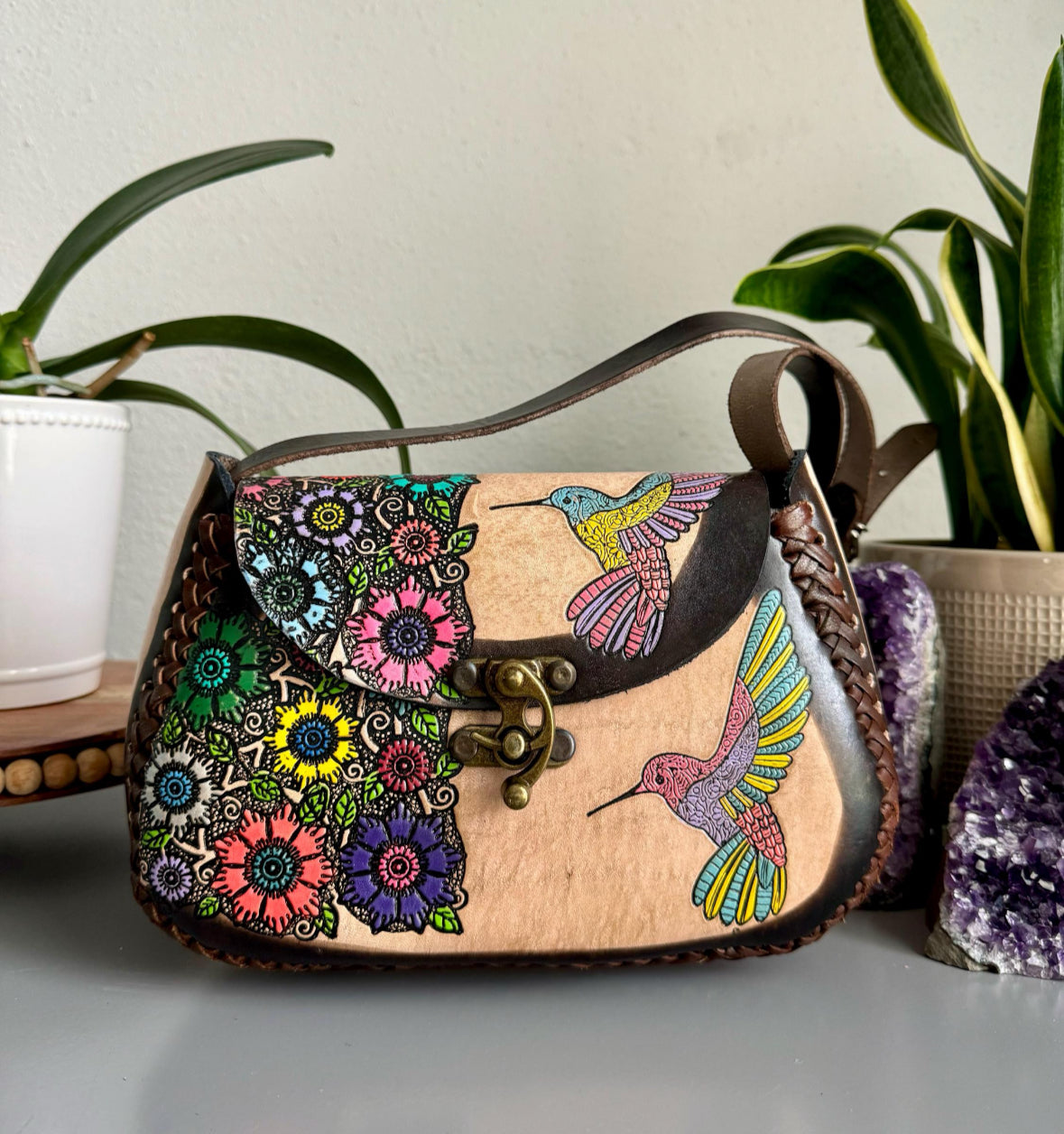 Hummingbird Mexican Leather Purse