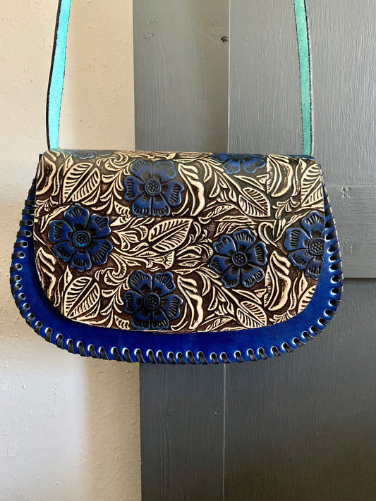 Hand Stitched Hand-Tooled Leather Handbag