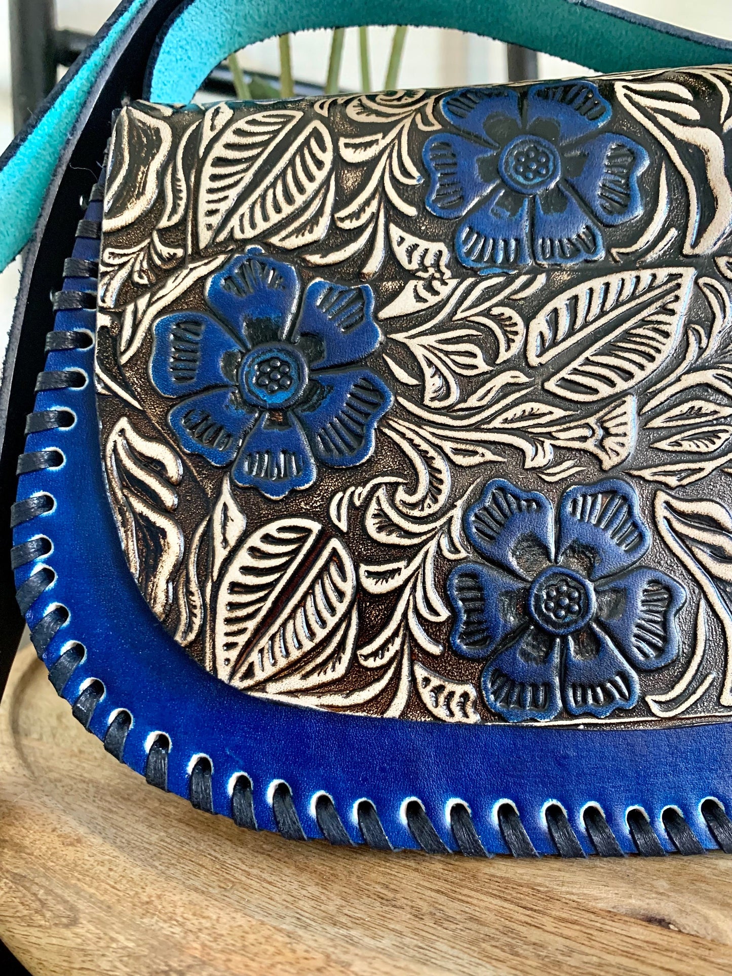 Hand Stitched Hand-Tooled Leather Handbag