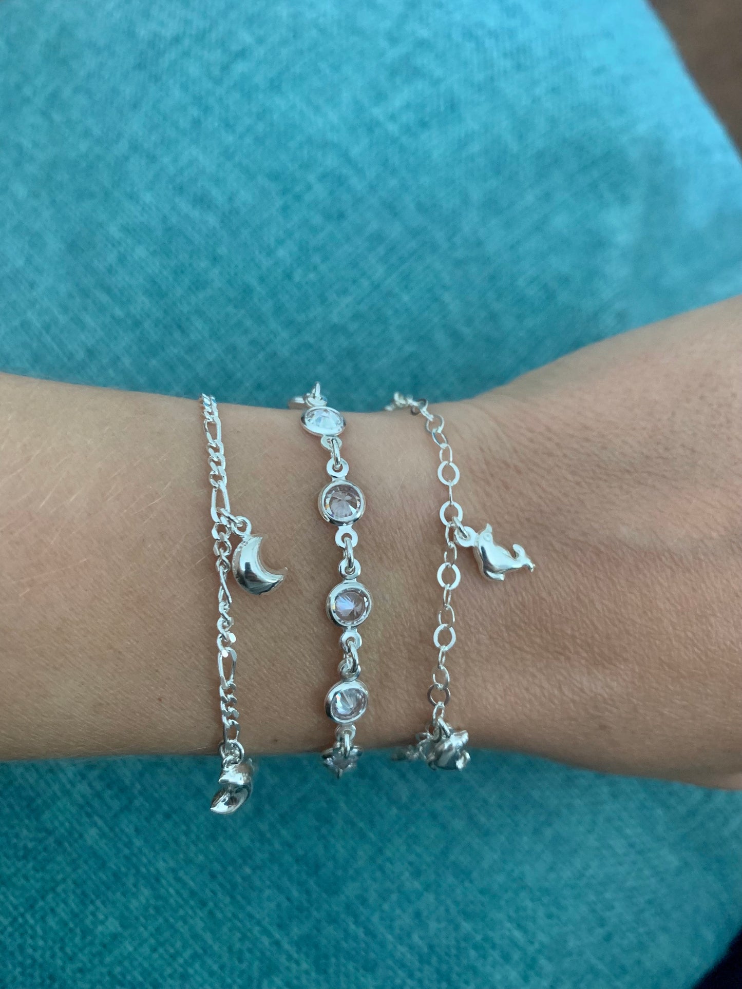 Sterling Silver bracelet for Women, Dainty Silver Bracelet, Delicate Jewelry, Joyerìa De Plata, Pulsera De Plata, Moon Dolphin Bracelet