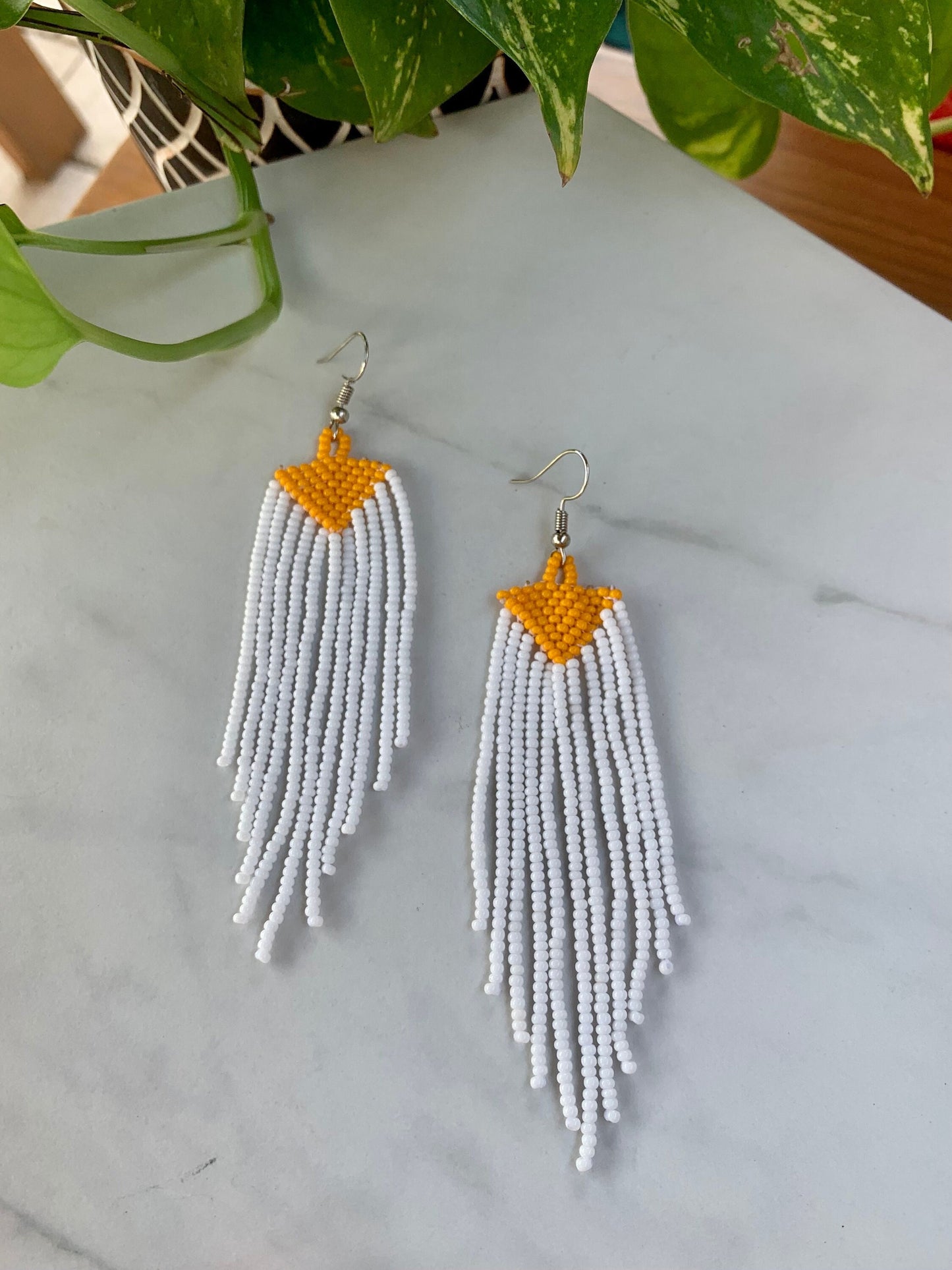 Handmade Wixarika Beaded Earrings: Mexican Artisan Jewelry