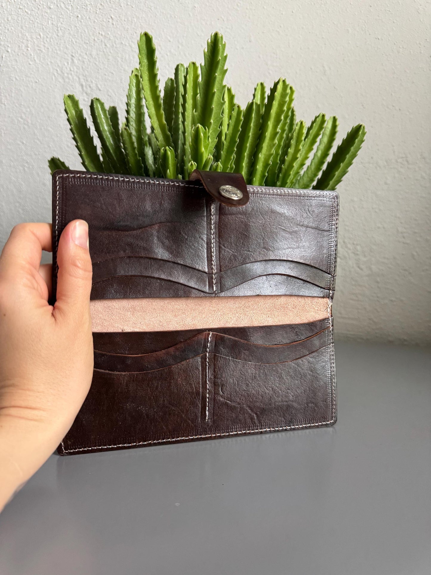 Hand Tooled Leather Wallet, Genuine Handmade Artisan Leather Botanical Floral Wallet, Mexican Leather Moderno