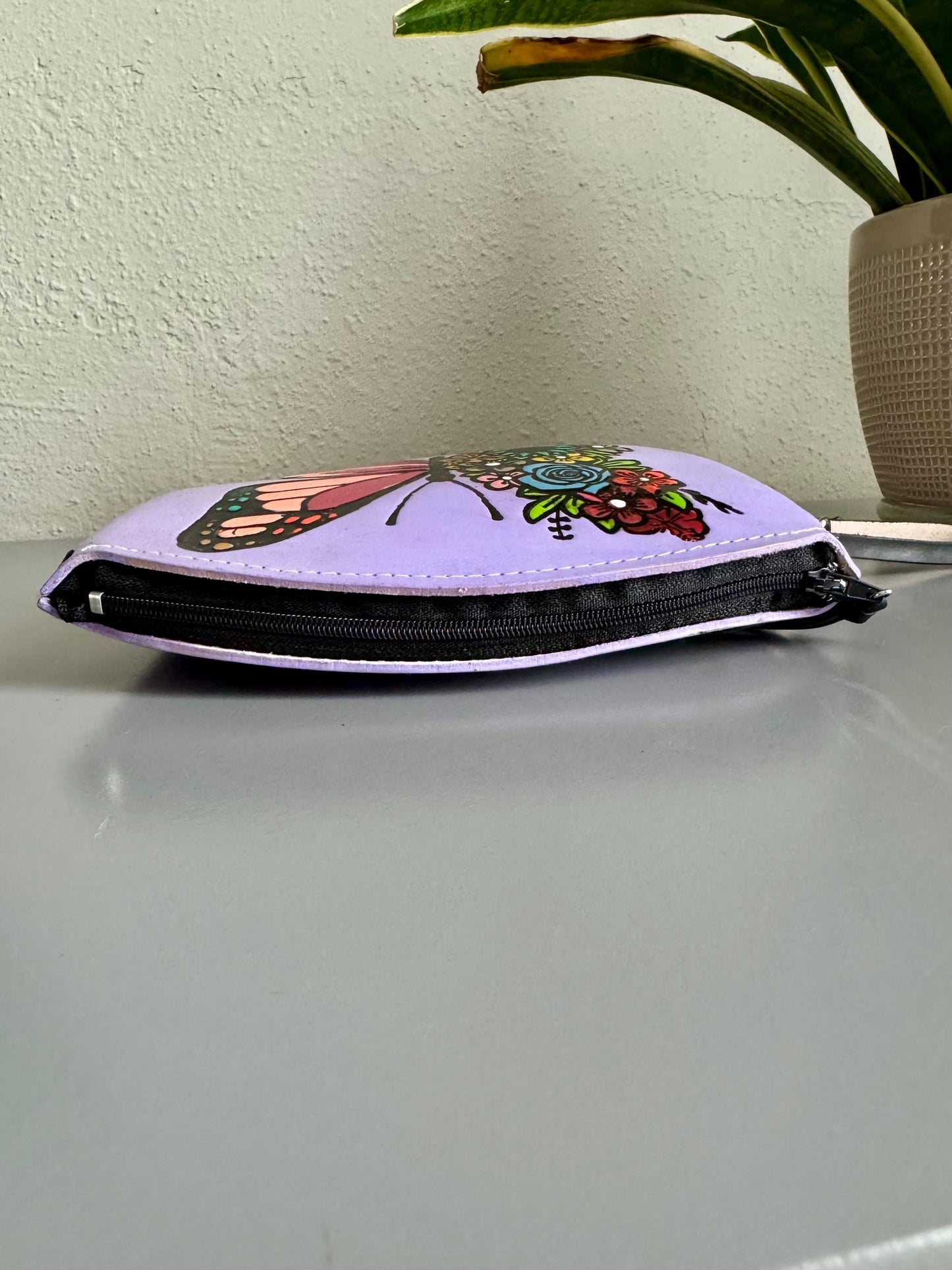 Hand-Tooled Leather Wristlet: Embossed Floral Design, Mexican Cincelada Art