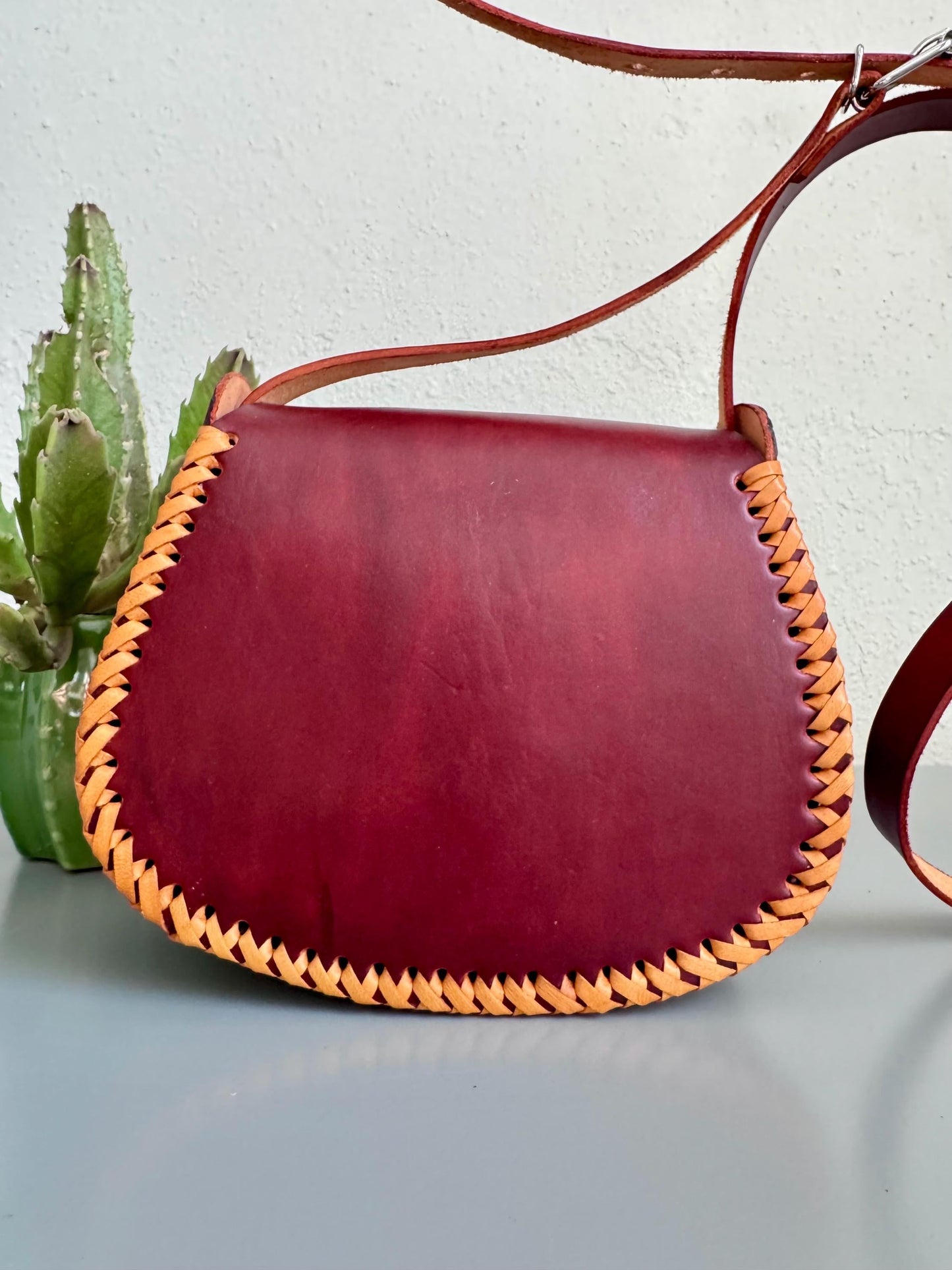 Hand-Tooled Leather Crossbody Purse, Floral Embossed Mexican Bag