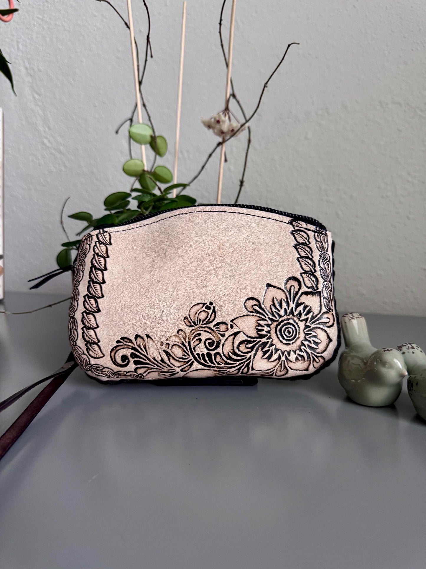 Hand-Tooled Leather Wristlet Clutch | Artisan Made in Mexico, Western Style Bag