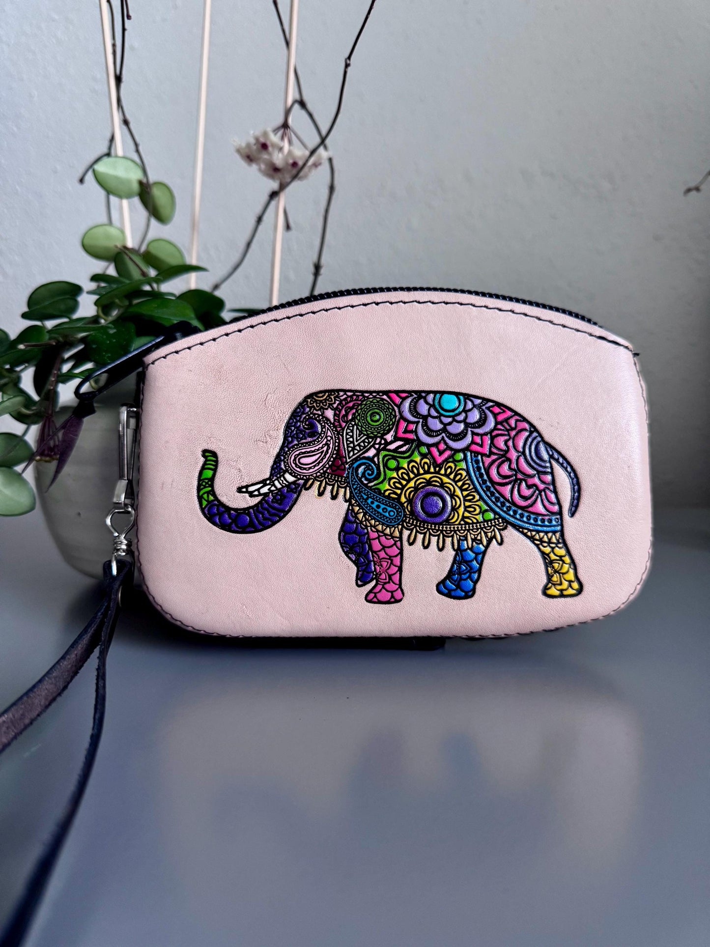 Hand-Tooled Leather Wristlet Clutch | Artisan Made in Mexico, Western Style Bag, Elephant Bag