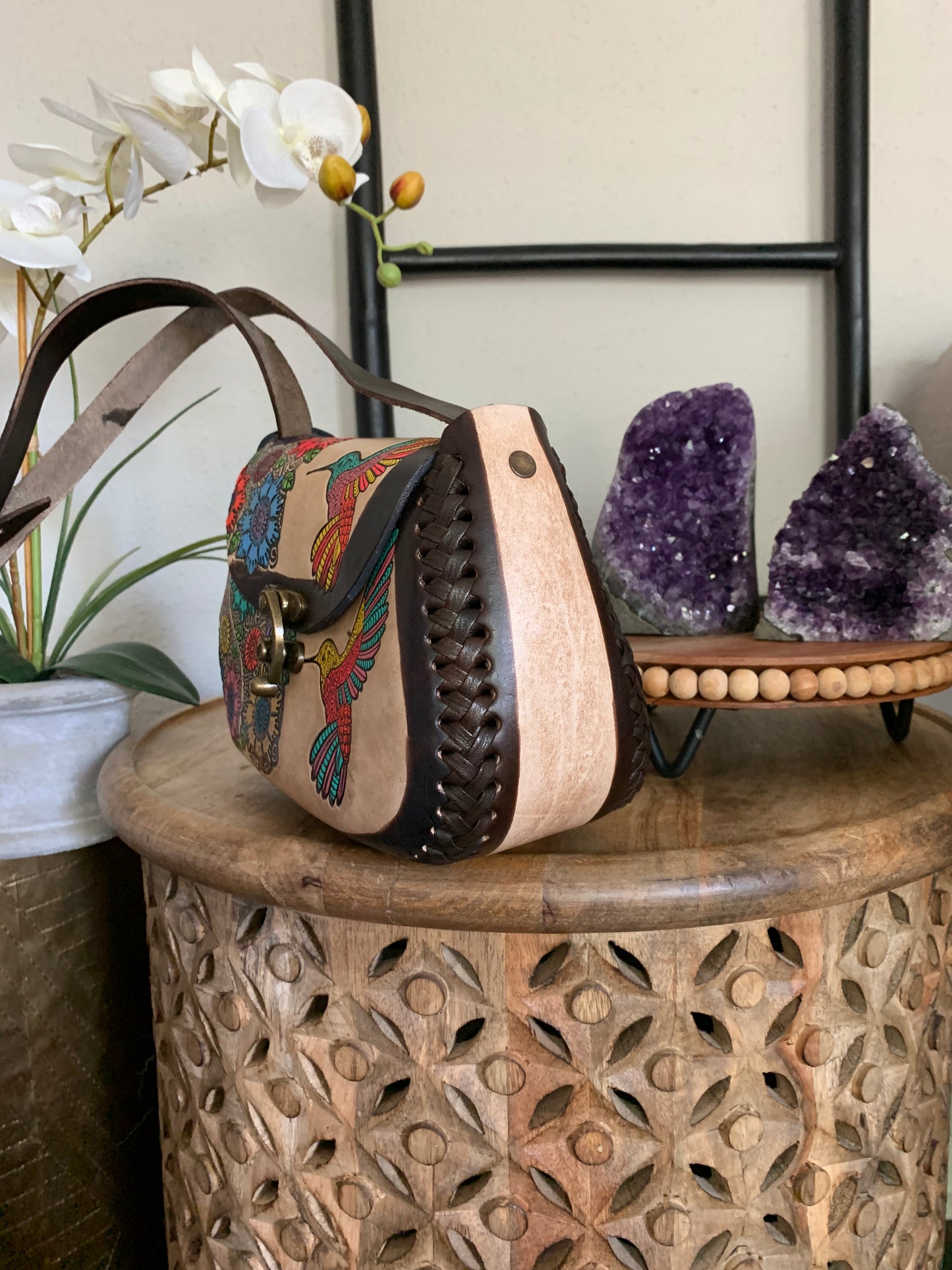 Hummingbird Mexican Leather Purse