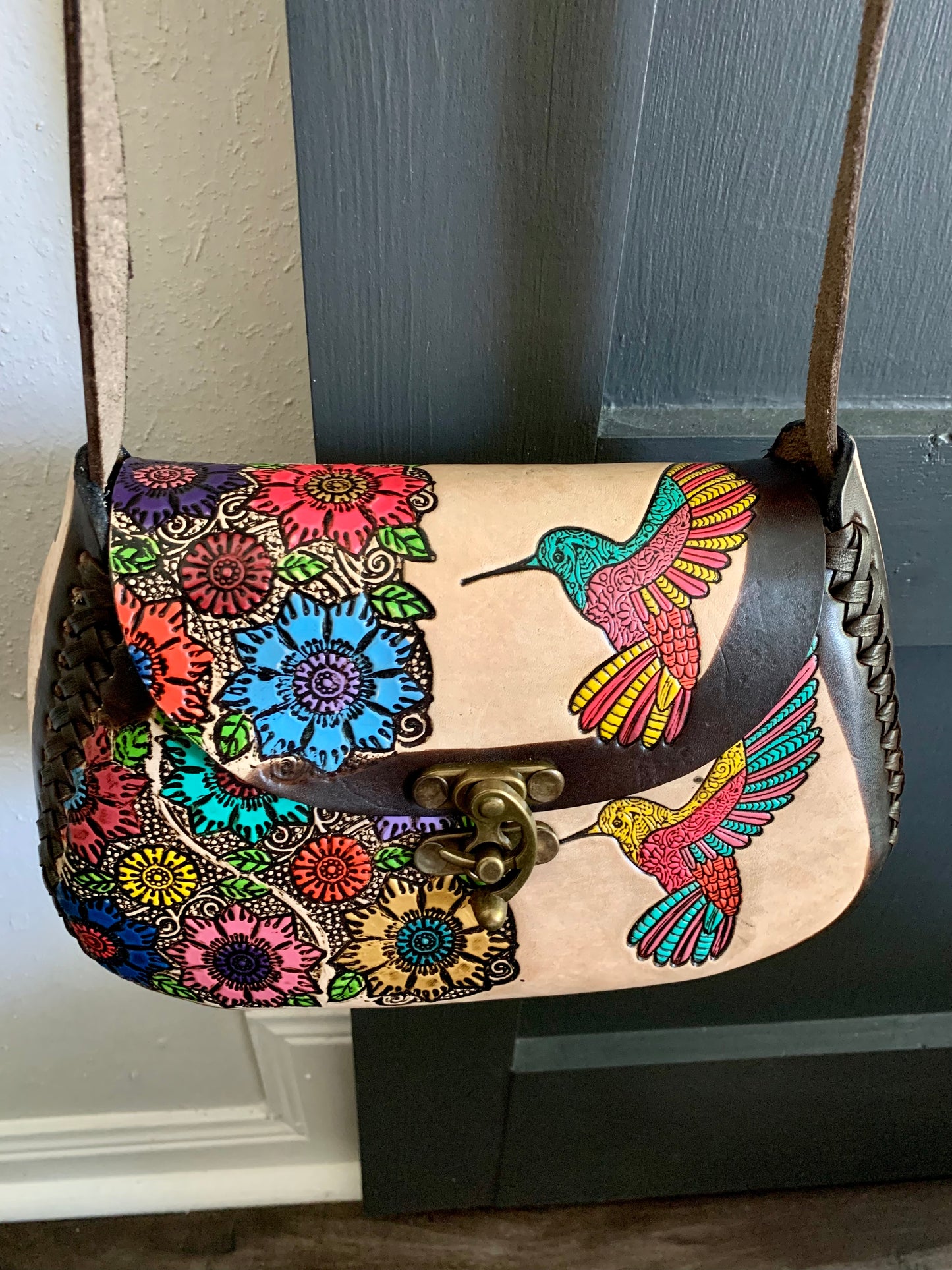 Hummingbird Mexican Leather Purse