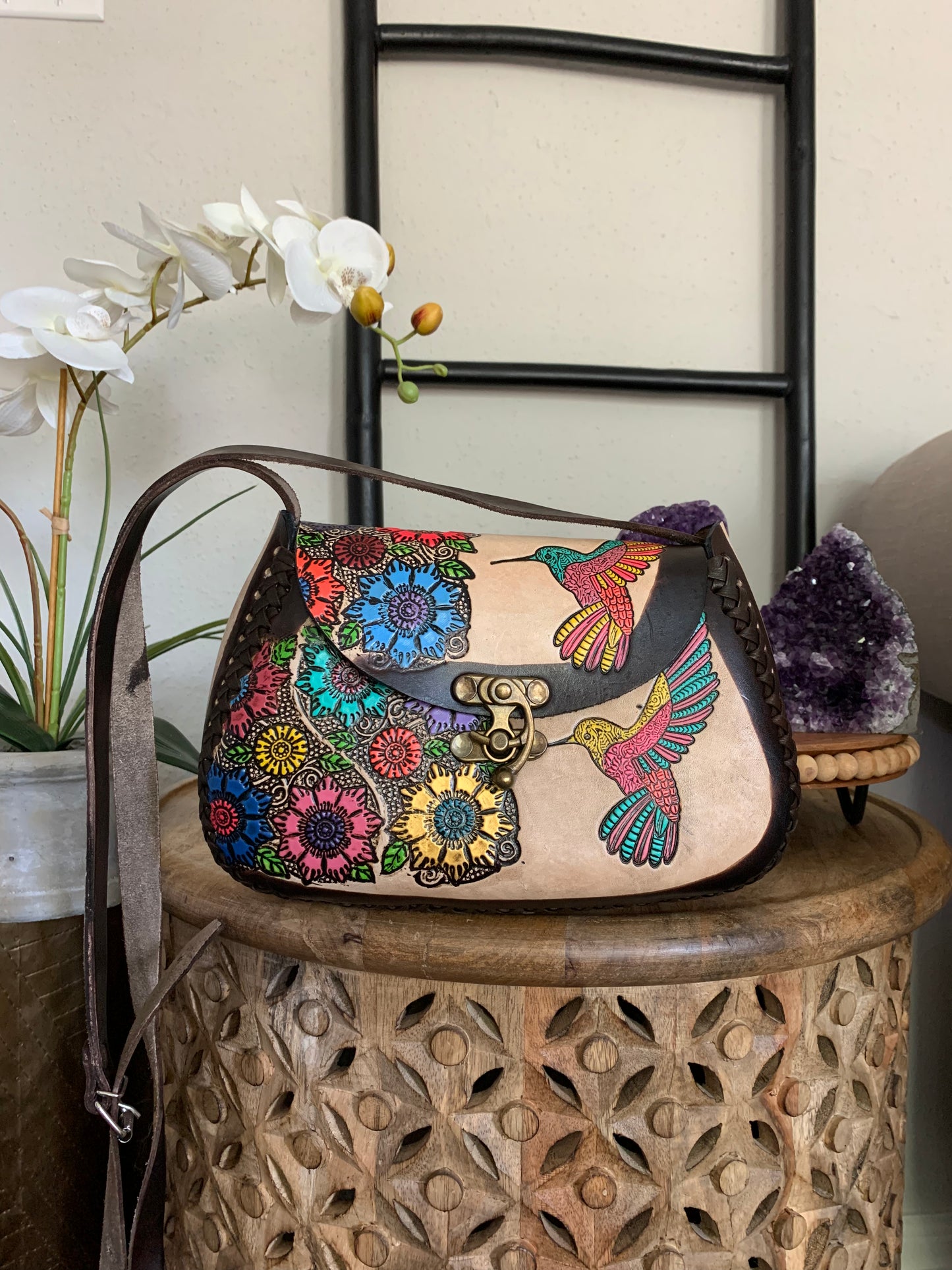 Hummingbird Mexican Leather Purse