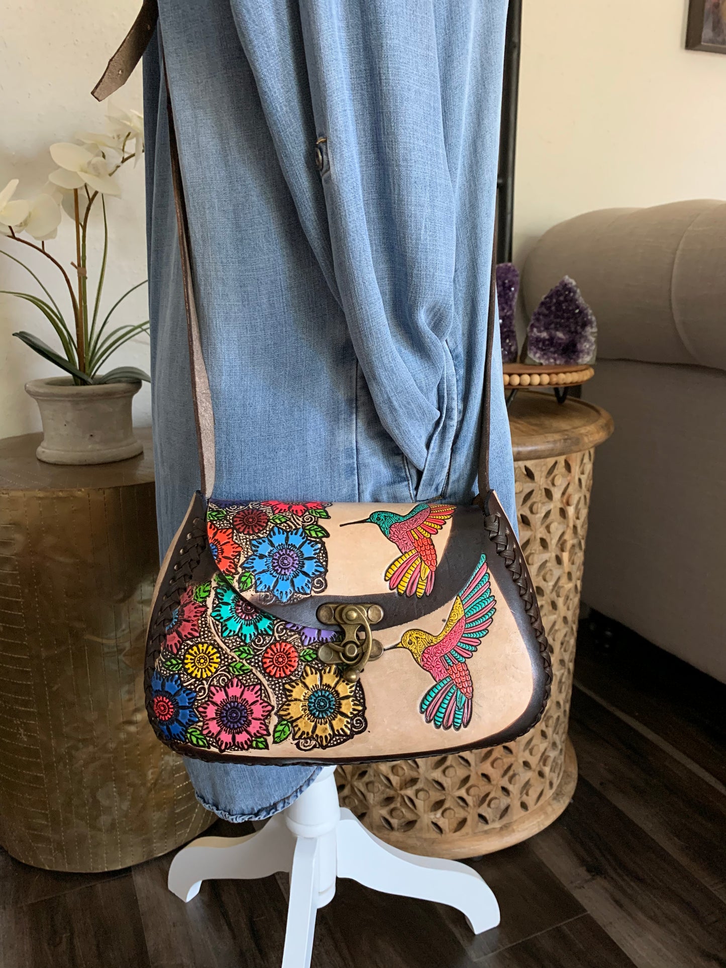 Hummingbird Mexican Leather Purse