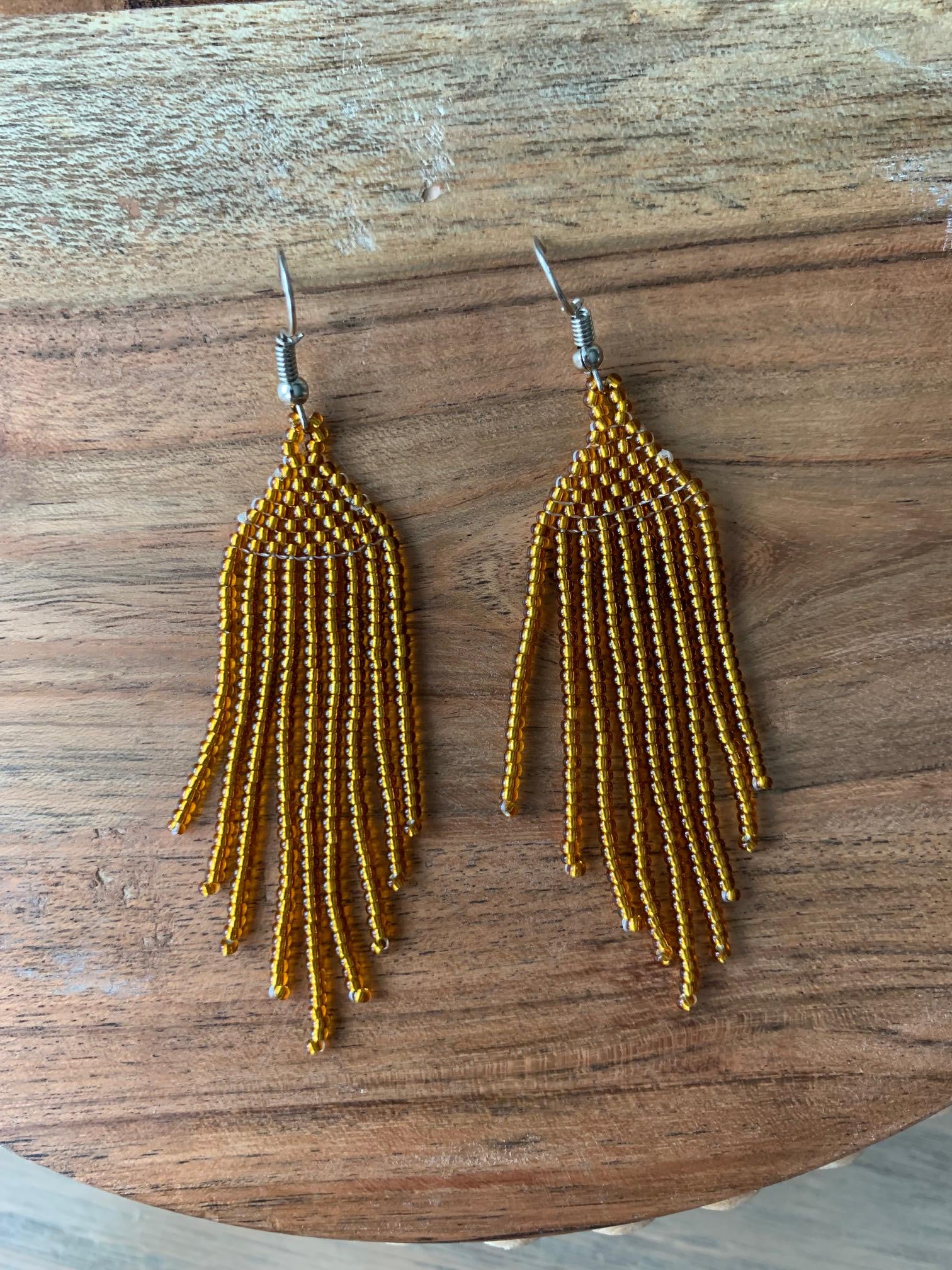 Beaded gold deals earrings