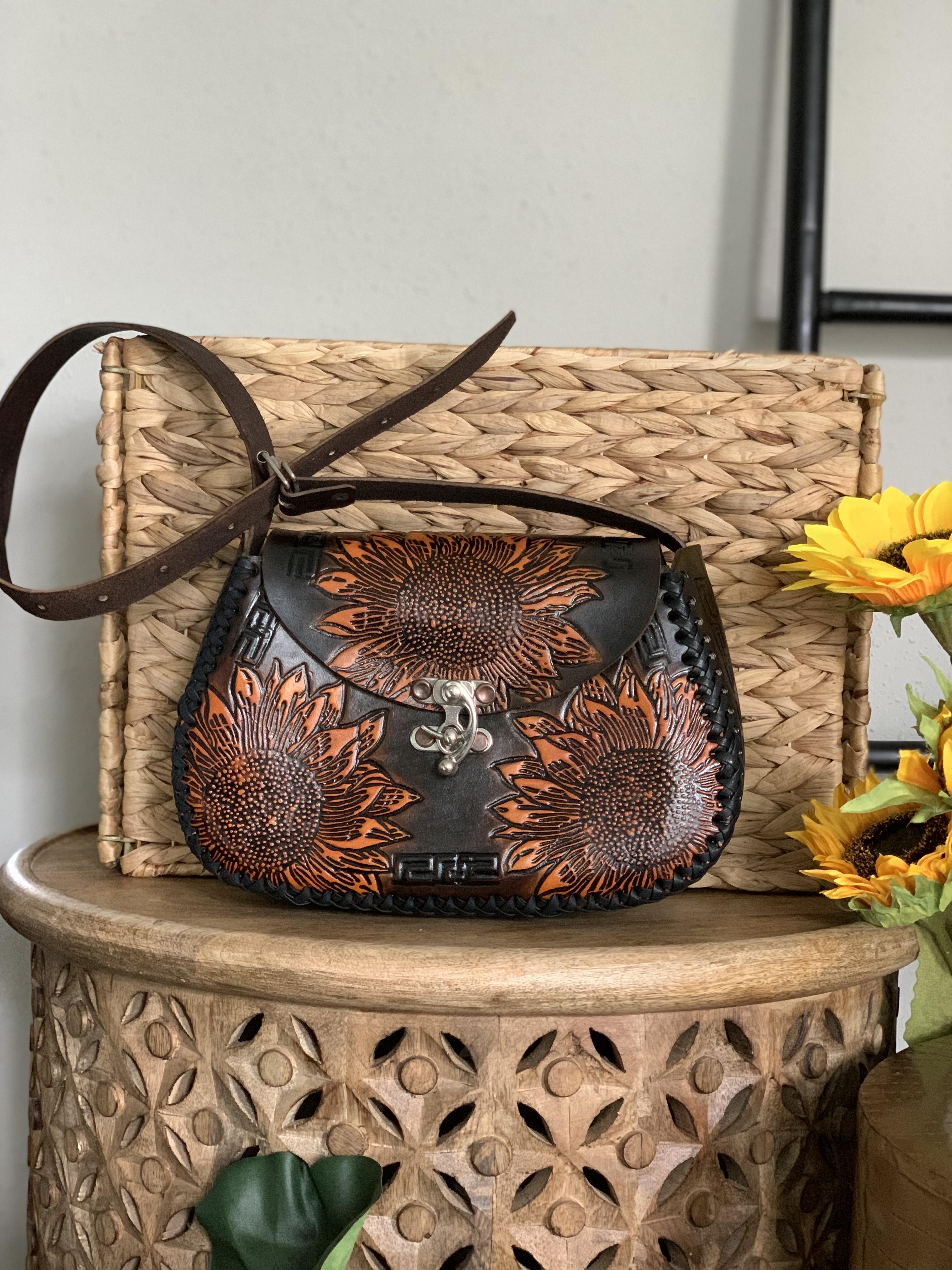 Leather outlet sunflower purse