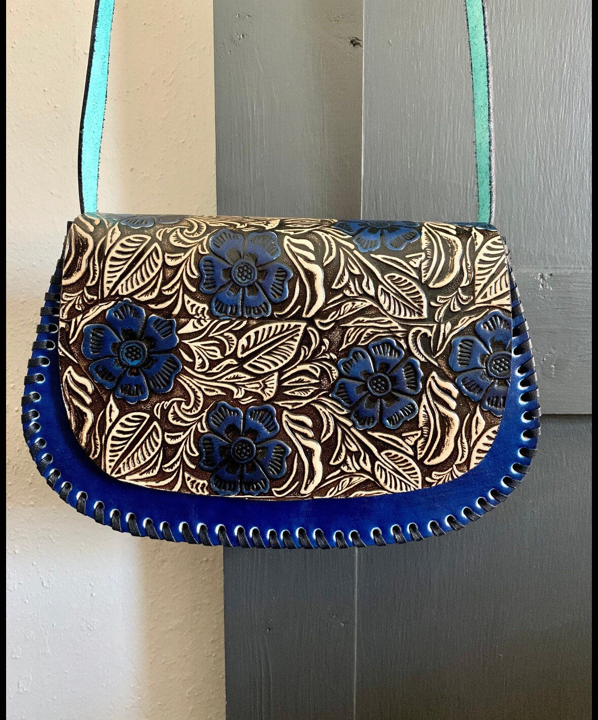 Leather Hand-Tooled Handbag, Embossed Mexican Leather Purse, Bolsa de Piel Mexicana, Bolsa Artesanal, Leather Bags for Women