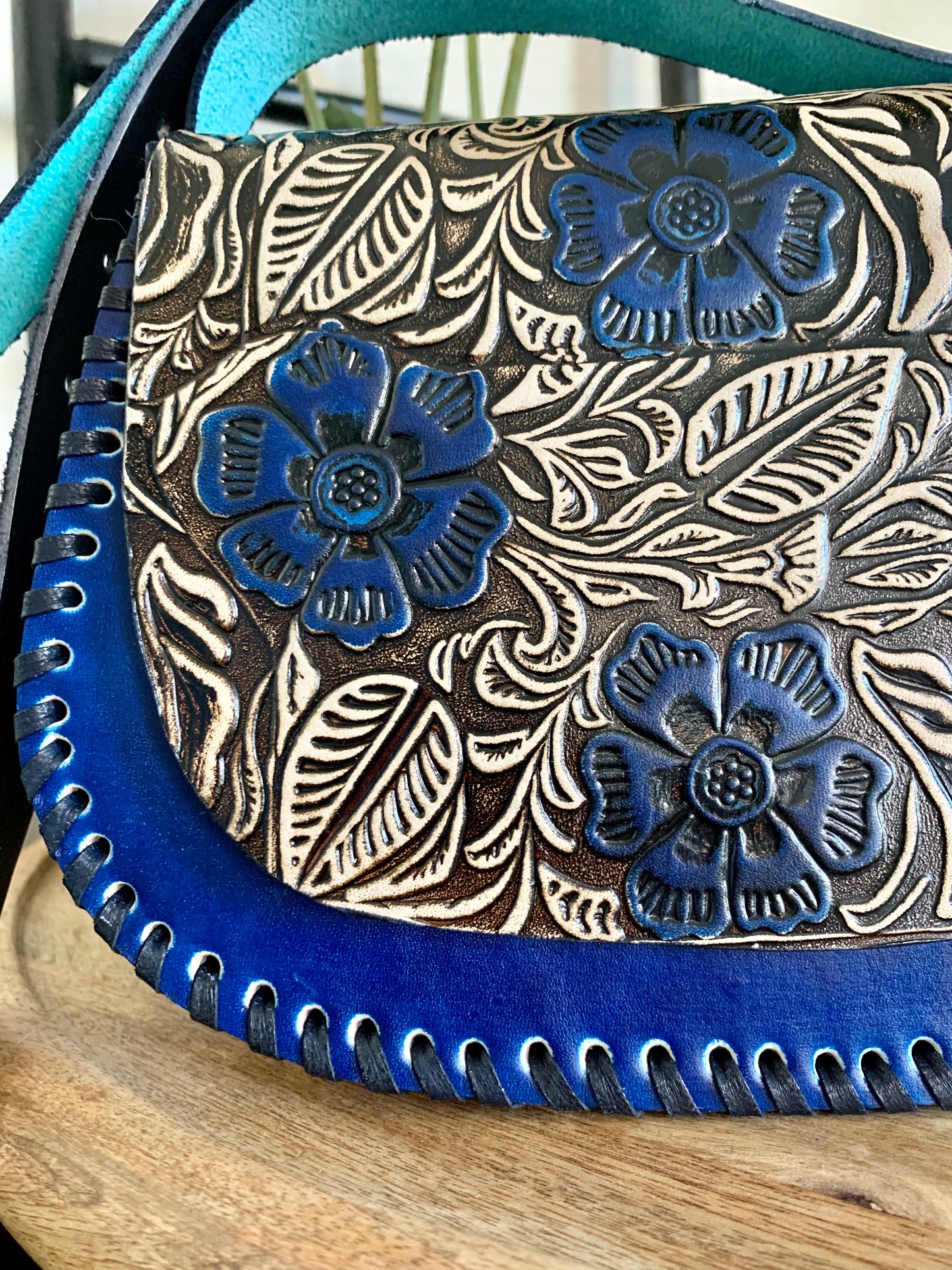 Floral Hand Tooled Mexican Leather Purse