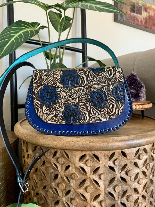 Floral Hand Tooled Mexican Leather Purse